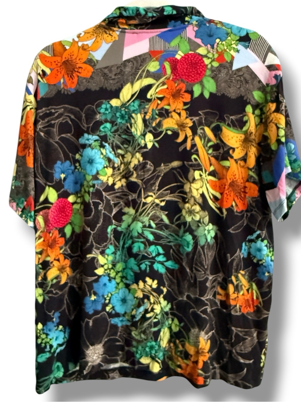 Johnny Was Nero Sequence Short Sleeve Polo Soft Jersey Tee Shirt Top Size Large - Picture 5 of 7